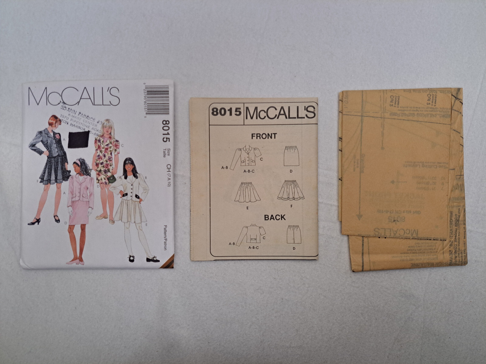 McCall's Pattern - Girls' Lined Jacket & Pull-On Skirt (7-10) #8015 - Uncut