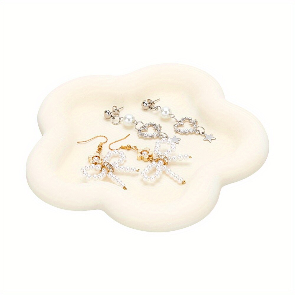 1pc Gesso Jewelry Plate Storage Tray Cosmetics Jewelry Organizer Flower