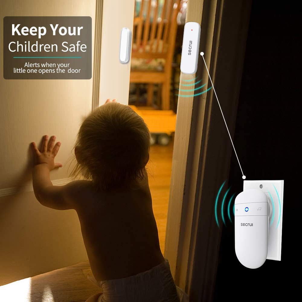 Door Chime When Opens, Opened Alarm for 1 Receiver+1 Sensor, White