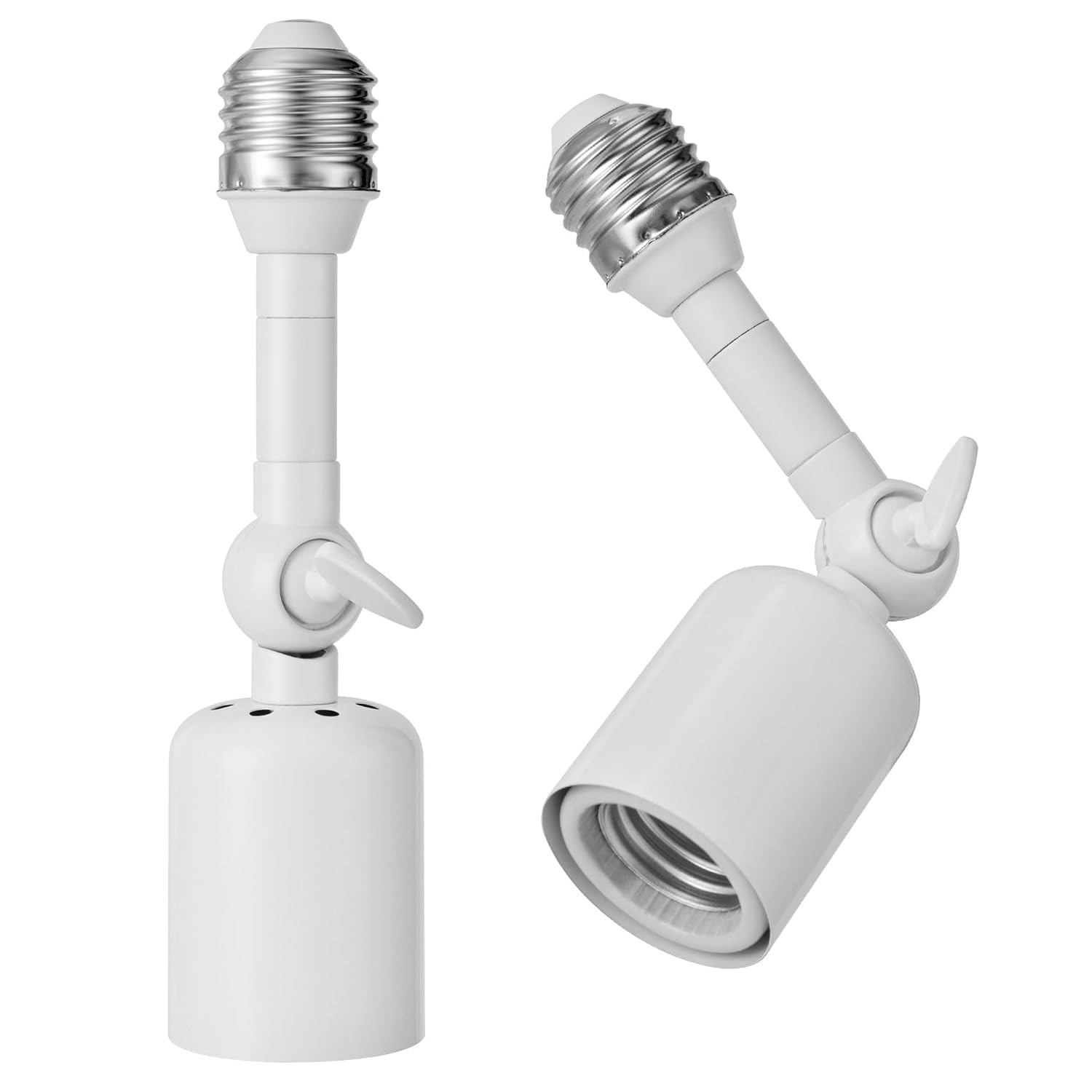 2-Pack Heavy Duty Light Socket Extender, 360° Adjustable E26/E27 Extension Ad...