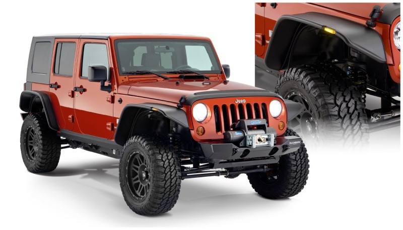 Bushwacker 10918-07 Flat Style Fender Flares Set for 07-18 Jeep Wrangler JK 4-Dr
