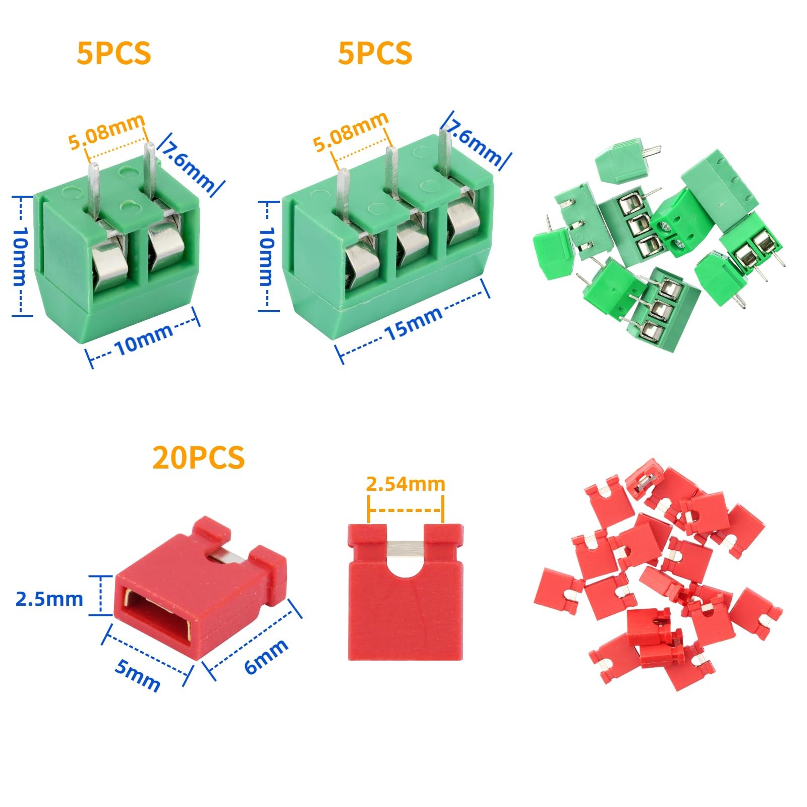 54 Pcs Double Sided PCB Perf Board Kit in 5 Sizes Perfboard Compatible with for