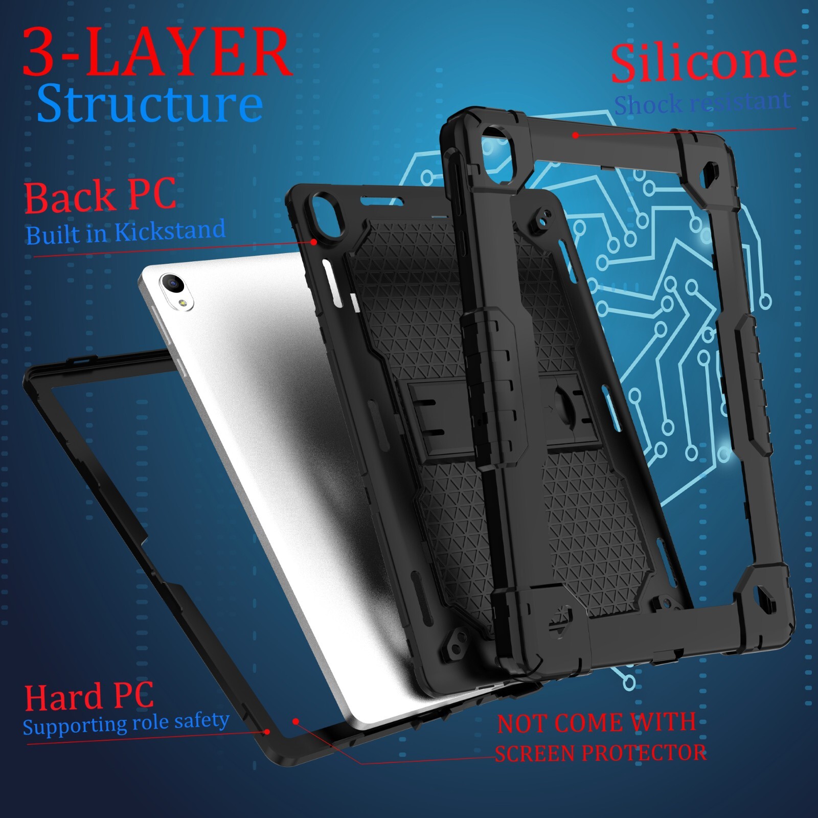Onn 11 inch Tablet Pro Case 2024 Model 100146660 Cover / Glass Screen Protector