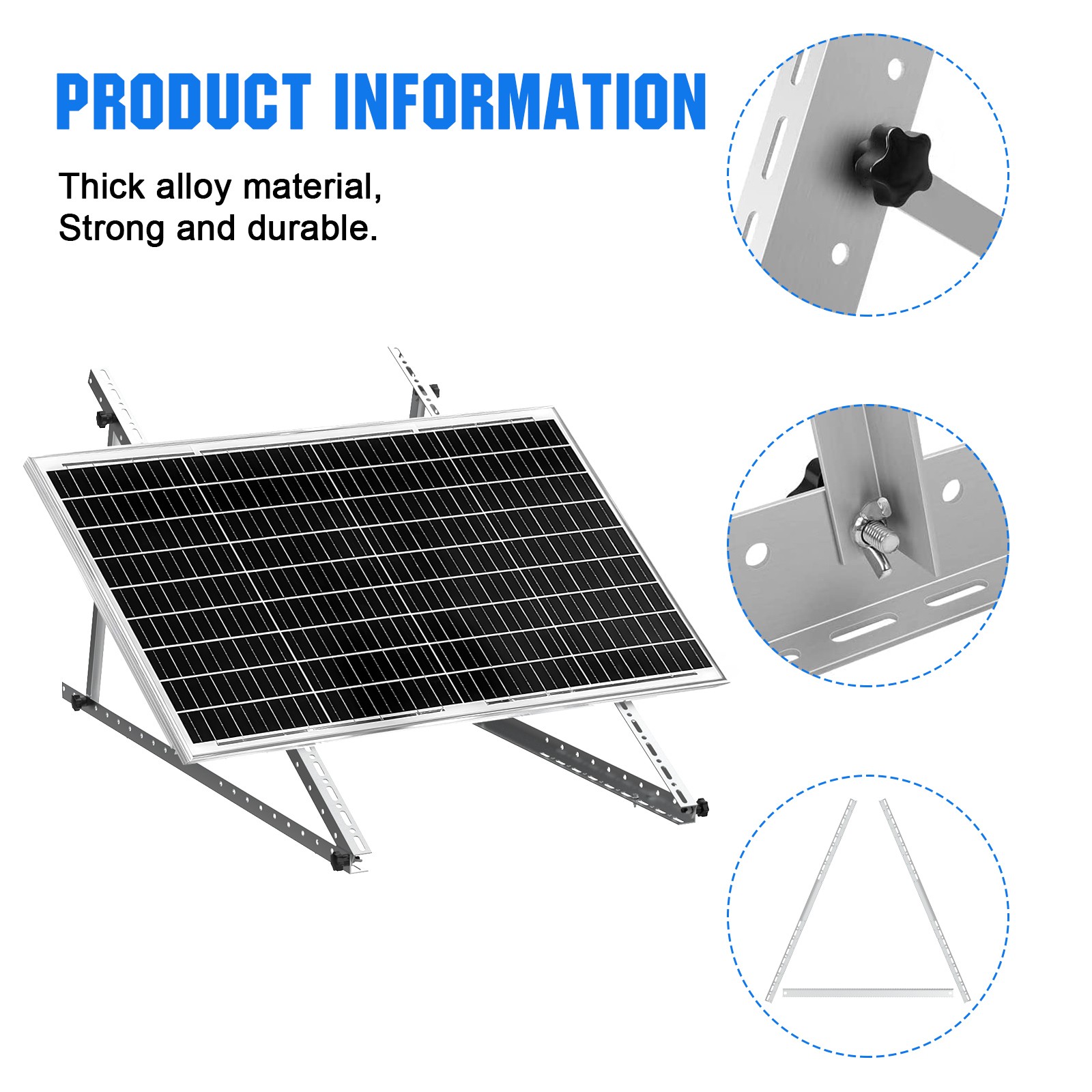 2 Set 118CM 0-90° Adjustable Solar Panel Brackets Mount Tilt Bracket Caravan RV