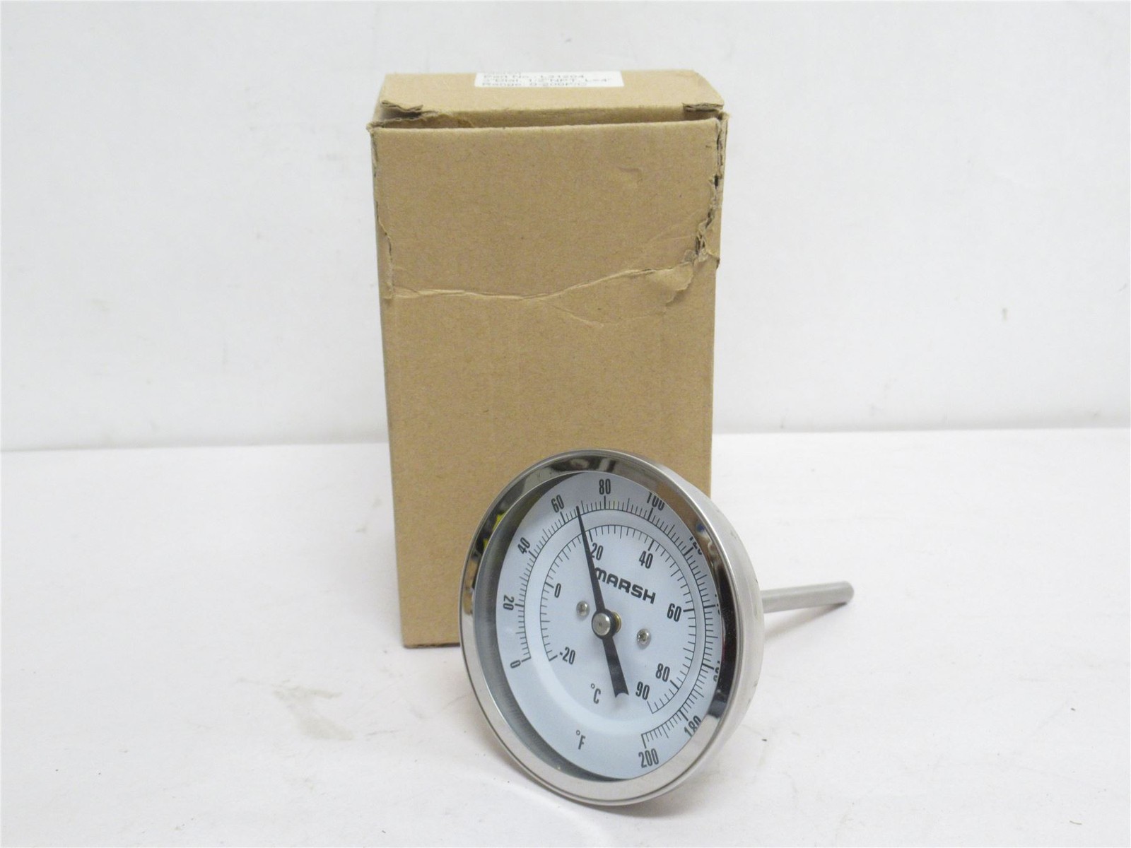 240493 New In Box; Marsh G10664 Steam Temp Gauge; SS; 0-200Deg Fahrenheit