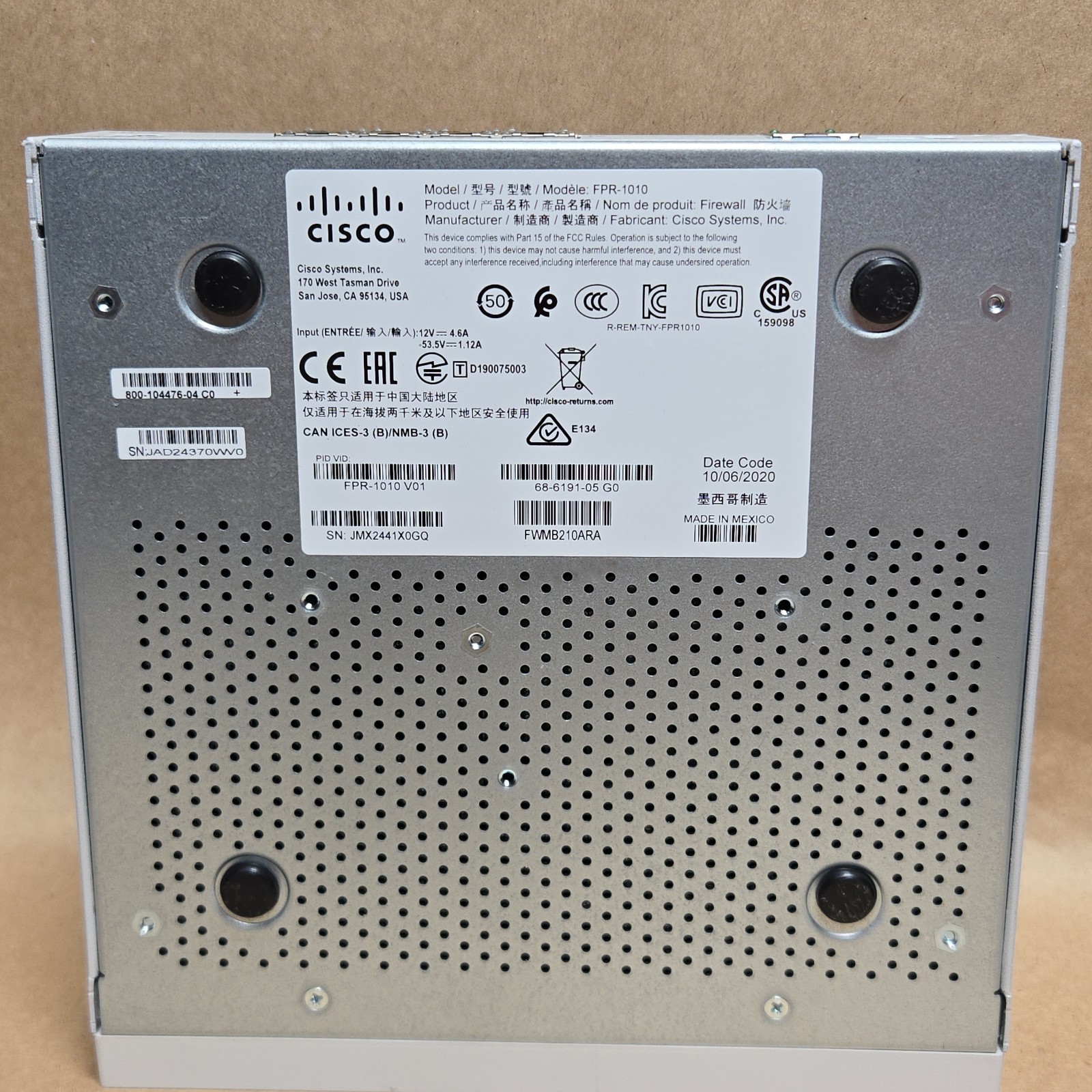 Cisco Firepower 1000 Series FPR-1010 Network Security/Firewall With Power SP7