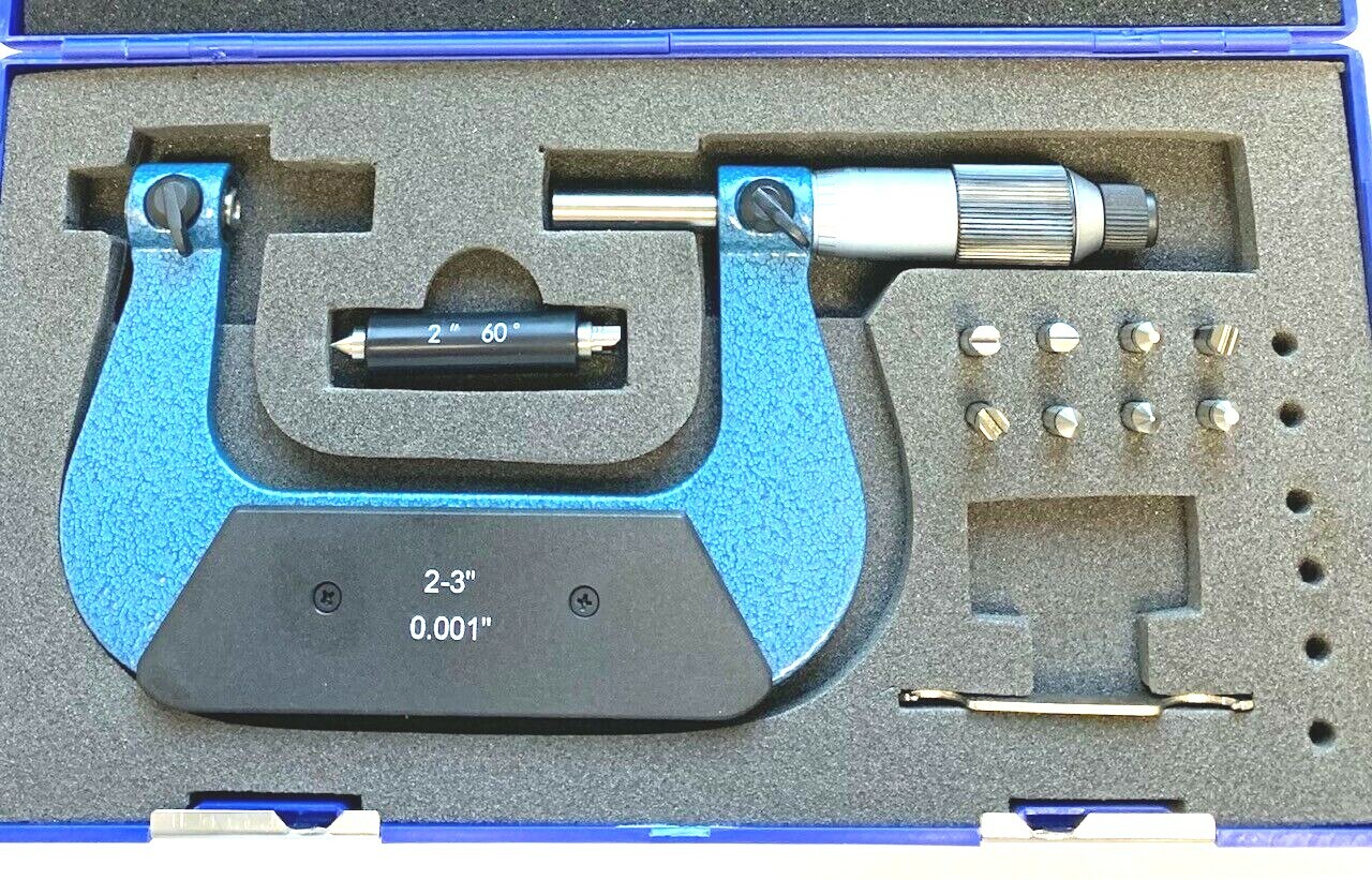 2-3" SCREW THREAD MICROMETER W/ ANVIL SET .001" GRADUATIONS
