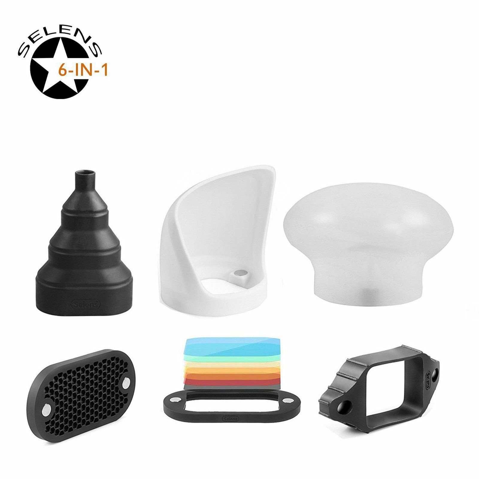 Selens 4in1 Magnetic Speedlite Flash Modifier Sphere Diffuser Filter Gel New