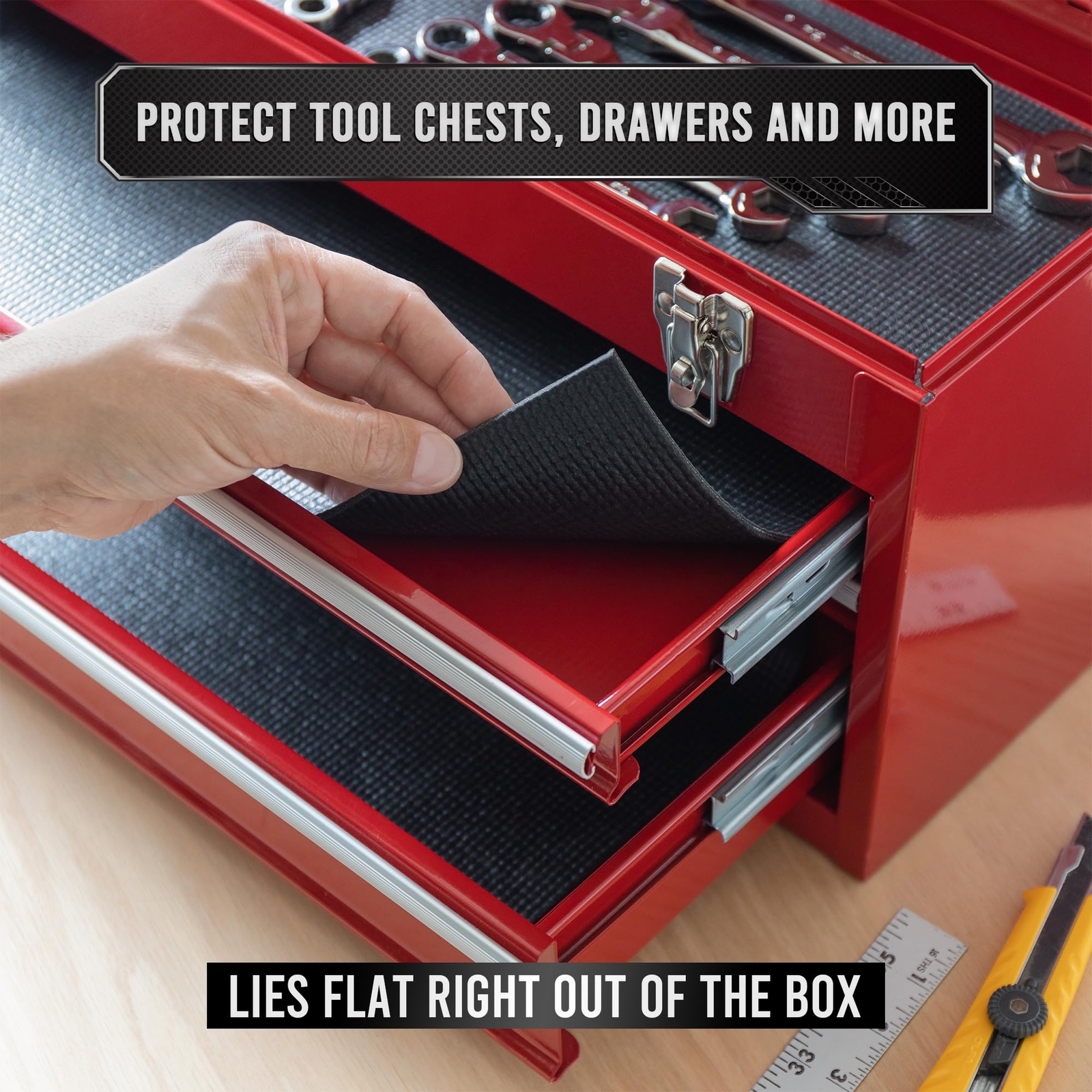 Professional Grade Tool Box Liner, 16" x 16 ft, Black | Tool Box Drawer Liner...