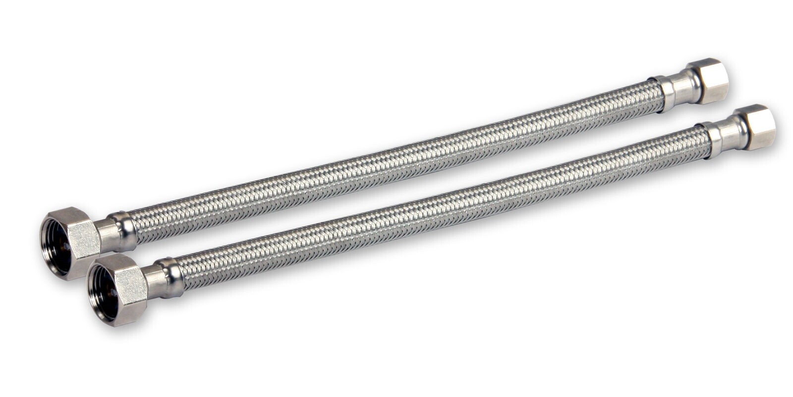 2 - 24" LEAD FREE STAINLESS STEEL BRAIDED FAUCET SUPPLY LINE  1/2" IPS 3/8" COMP