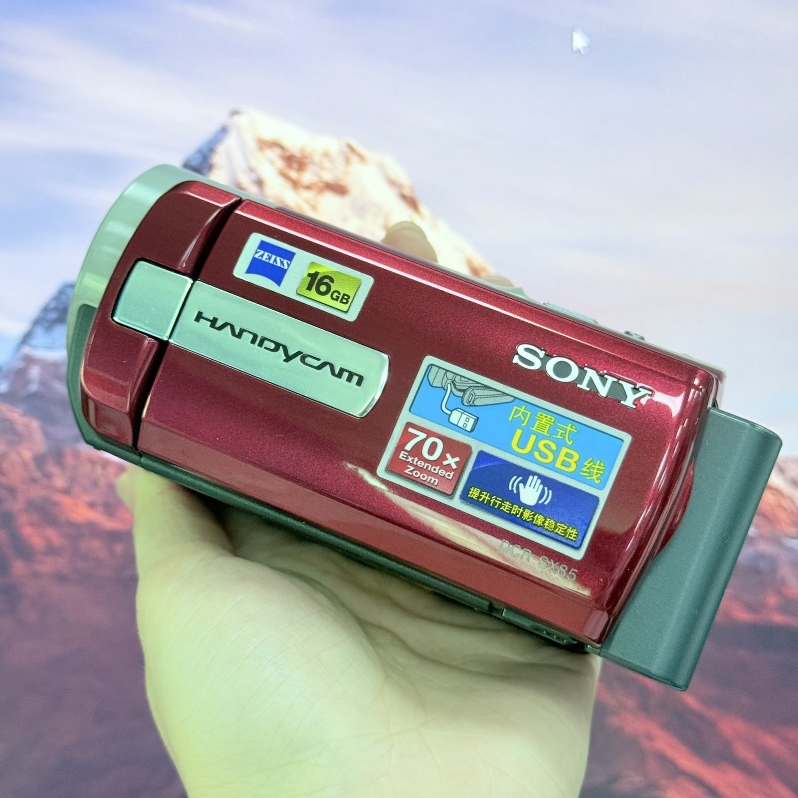 Sony Handycam DCR-SX85E Red Handheld Digital Camcorder Battery & Charger English