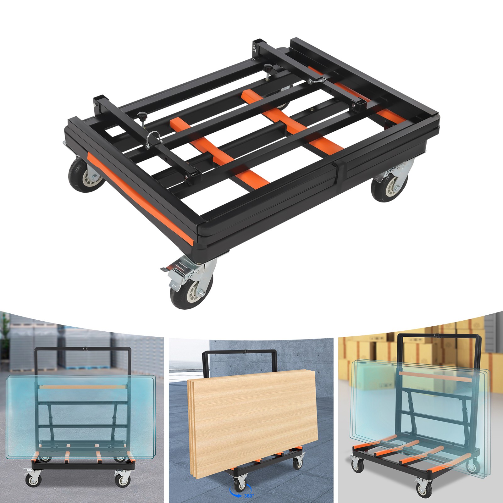 2200lbs Drywall Sheet Cart Folding Plywood Panel Dolly Trolley Truck 4 Wheels