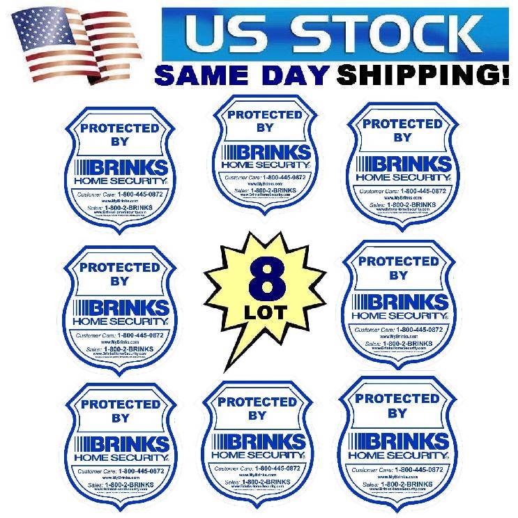 LOT OF 8 BRINKS HOME SECURITY SYSTEM ALARM WINDOW DECAL WARNING STICKER SIGNS