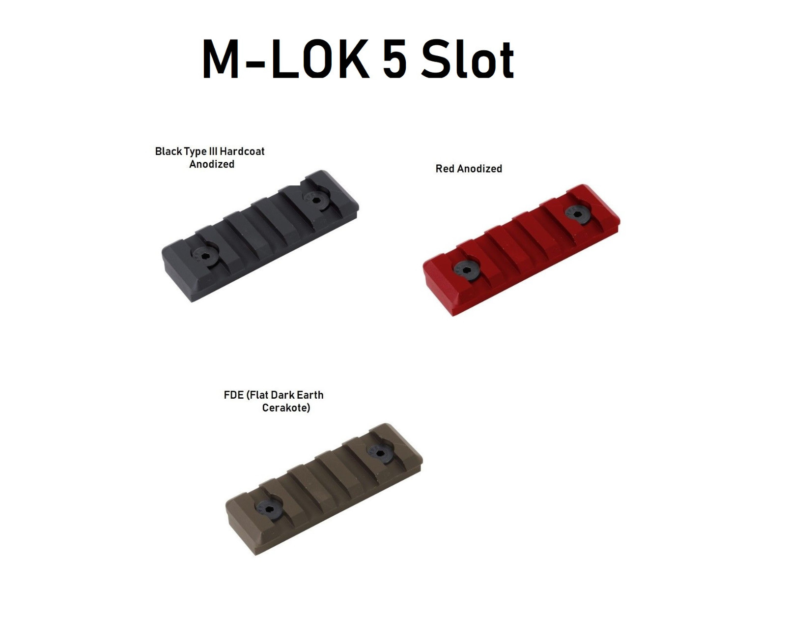 Timber Creek Outdoors M-LOK MLOK 5 Slot Picatinny Rail Section - M 5S PR - NEW