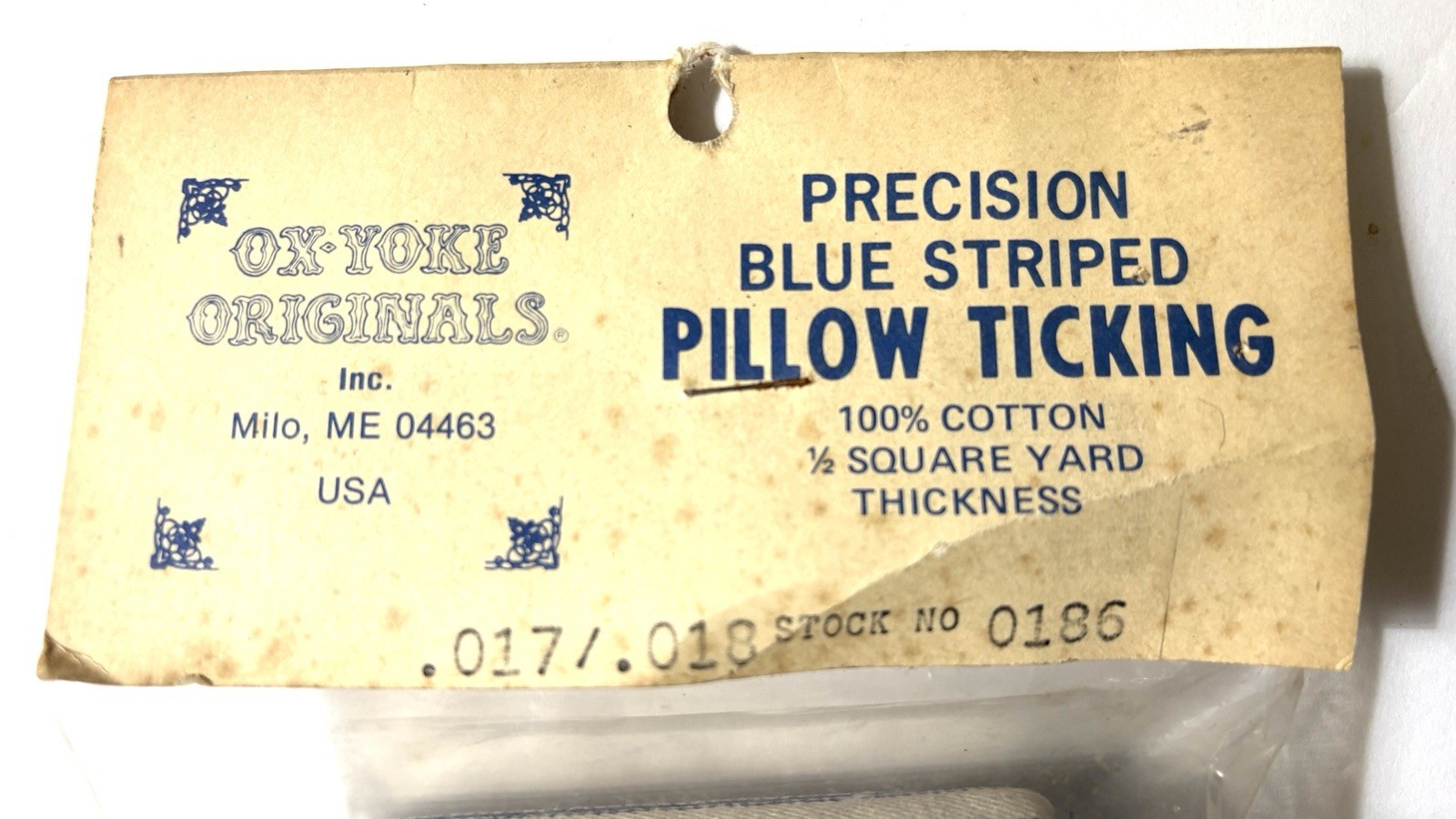 Ox Yoke Original Pillow Ticking Bulk 100% Cotton .018" Muzzleloader Patch
