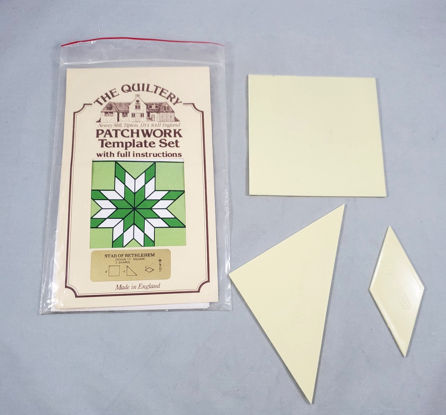 The Quiltery Patchwork Acrylic Template Set Star of Bethlehem England Vtg 3 pcs