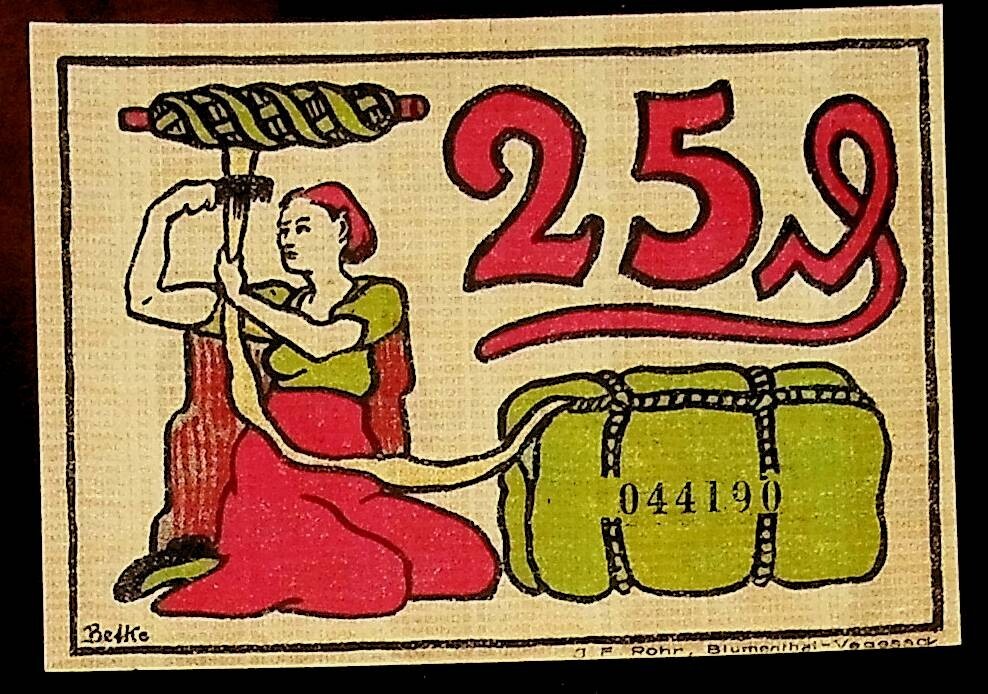 1921 Germany BLUMENTHAL 25  Phennig Banknote / Notgeld