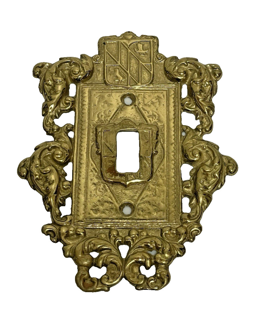 Vintage Virginia Metal Crafters Brass Single Light Switch cover  Made in the USA