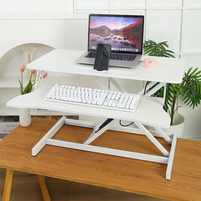 32 Inch Height Adjustable Computer Desk w/ Wide Keyboard Tray, WHITE