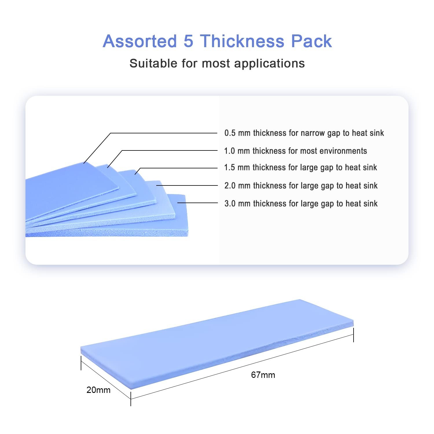 30 Pack Thermal Pads Set Multi Thickness Soft Self-Adhesive for Electronics Cool