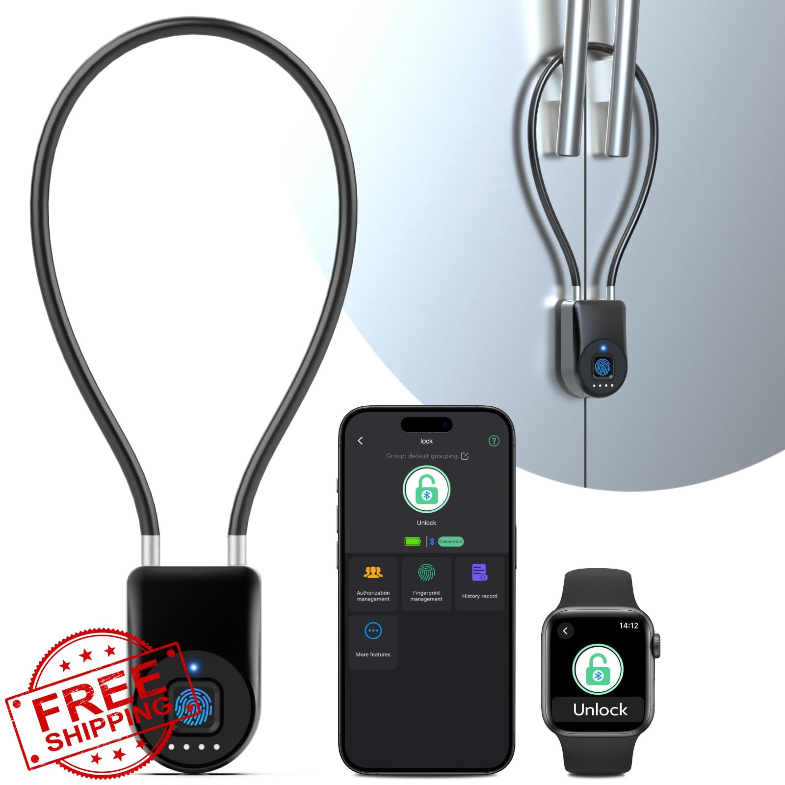 Foxlock Fingerprint Cable Lock Black