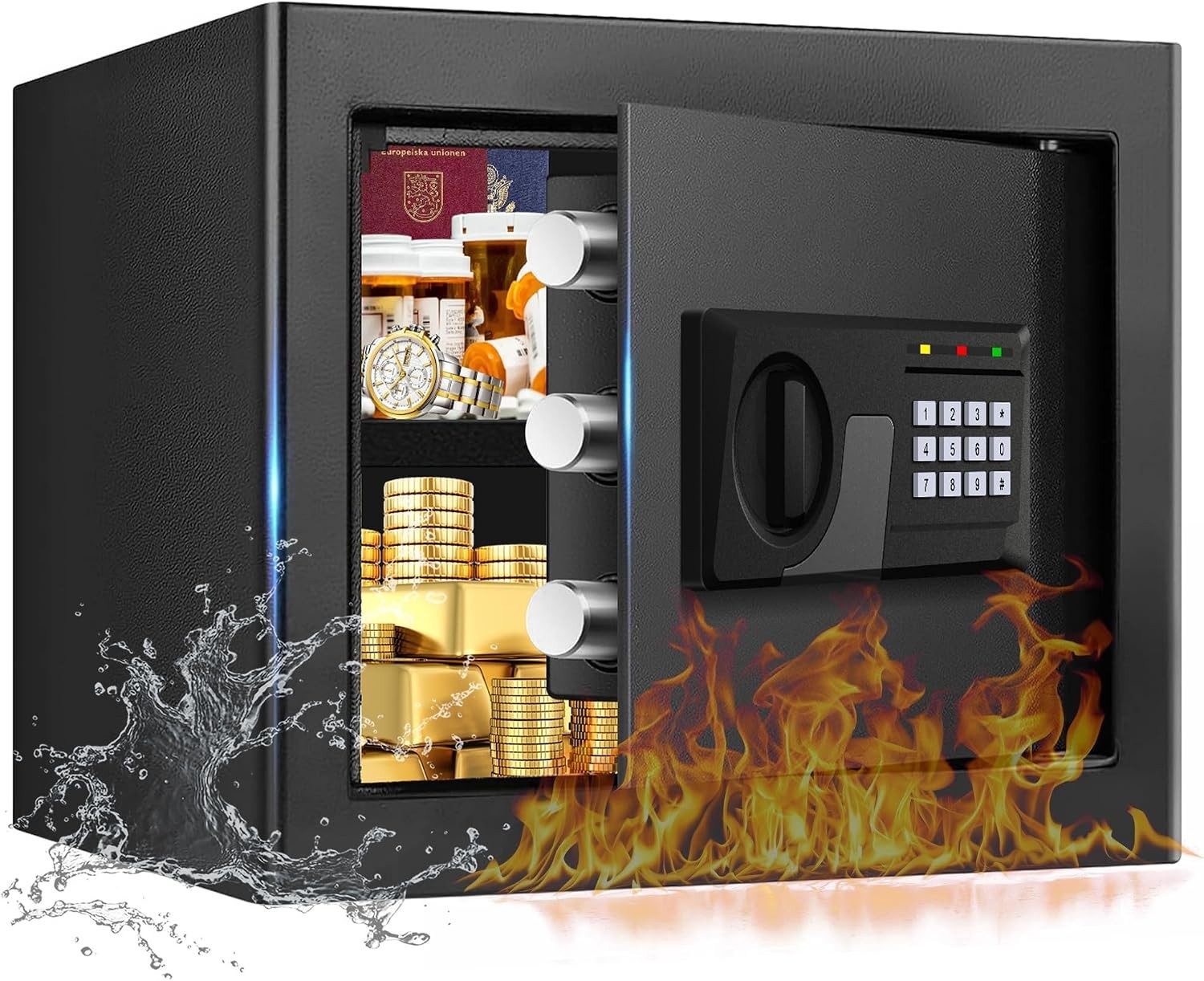 1.3 Cuft Small Fireproof Safe for Home, Personal Security Fire Safe Box with ...