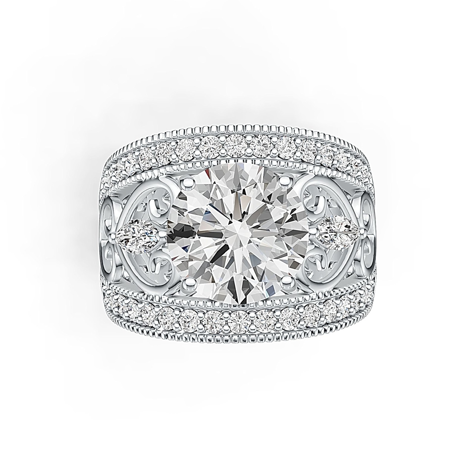 Sterling Silver Semi Mount Ring Setting Round RD 10x10mm