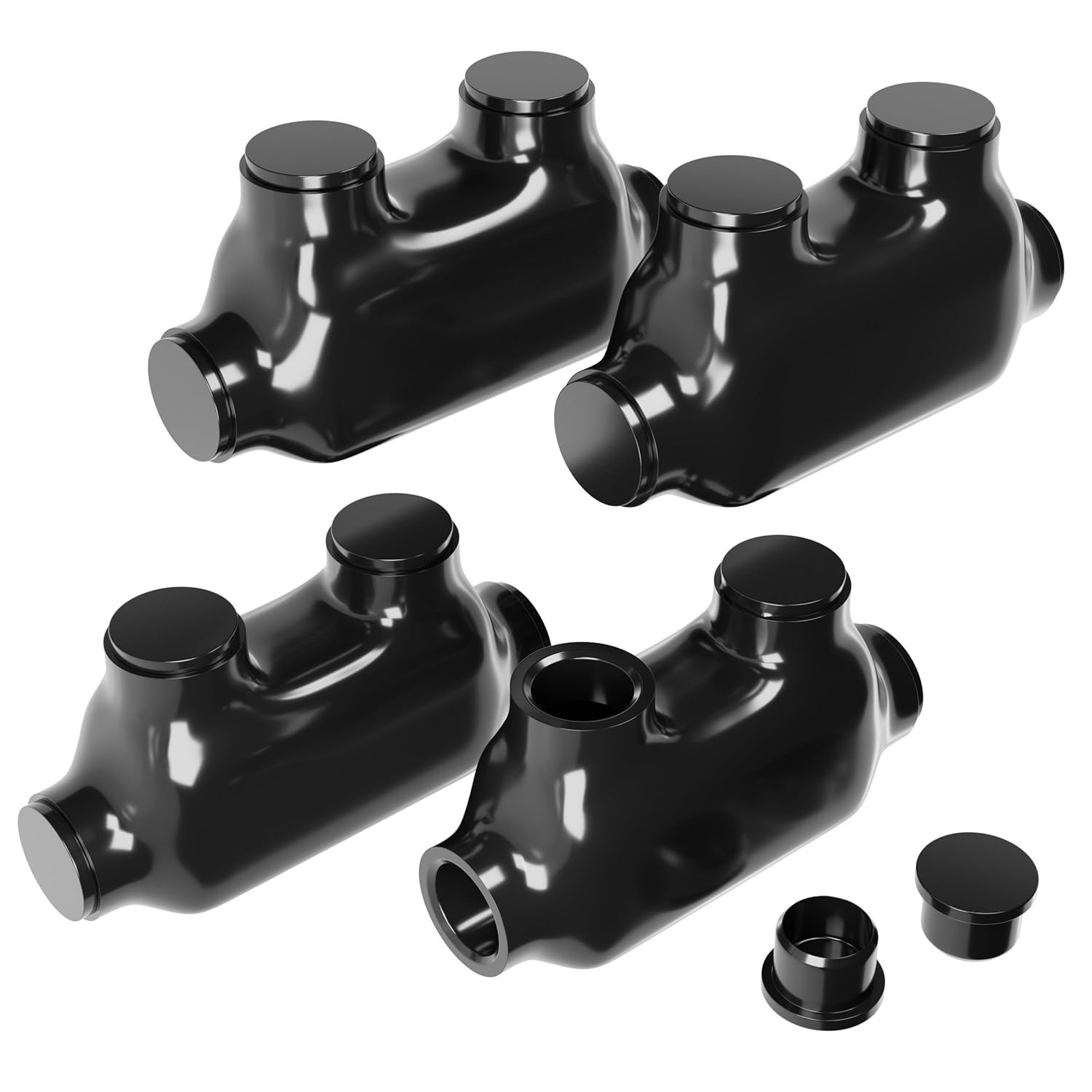 4 Pack Black In-Line Splice Connector 2/0-6 Wire Oxide Inhibitor