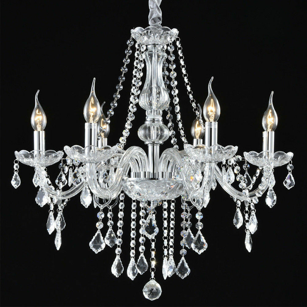 E12 Elegant Crystal Candle Decoration Chandelier Pendant Ceiling Light 6 Lamp