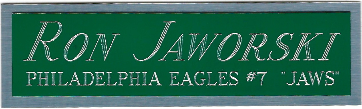RON JAWORSKI EAGLES NAMEPLATE FO AUTOGRAPHED Signed Helmet JERSEY-FOOTBALL-PHOTO
