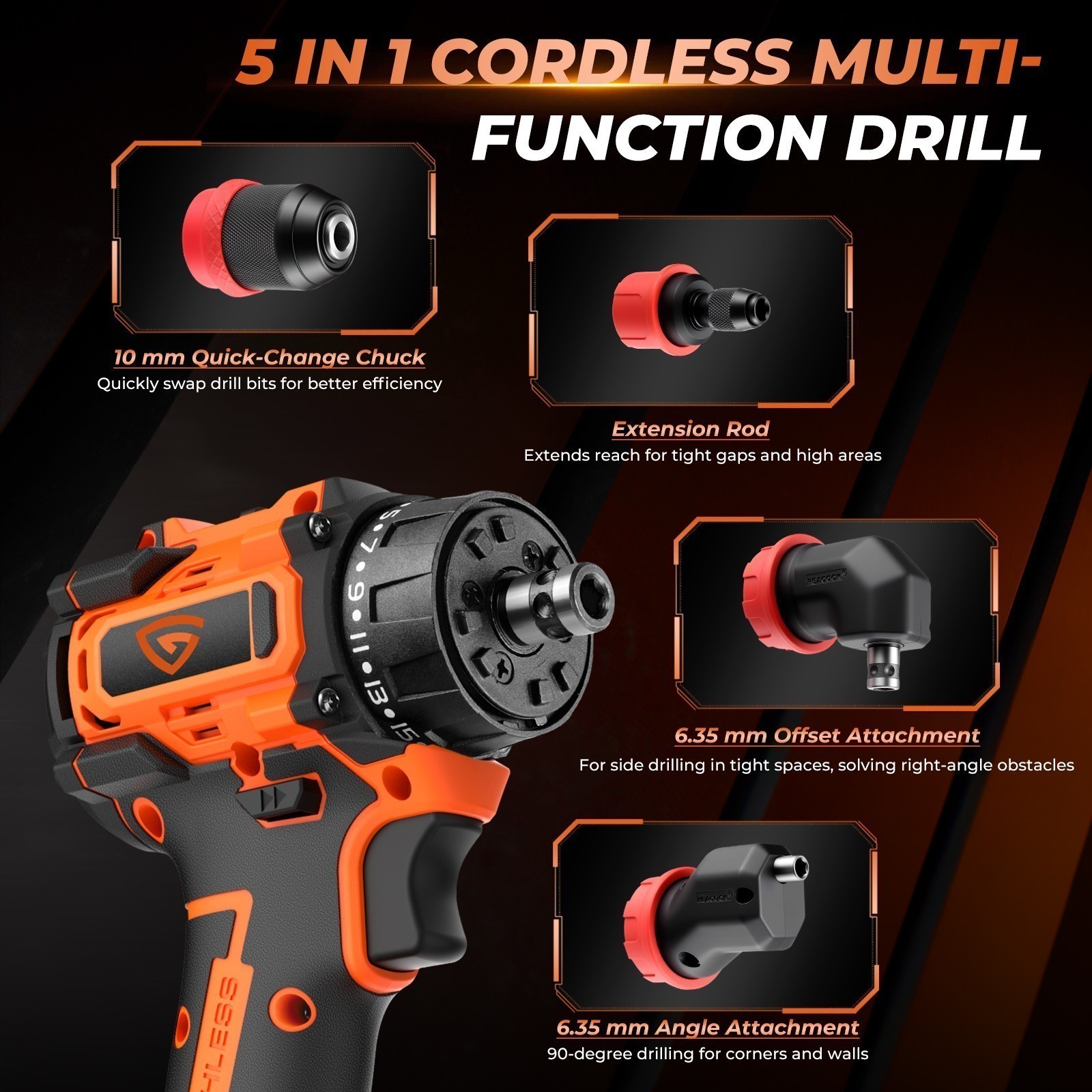 Impact Driver 1/2 Electric Screwdriver Cordless Variable Control Kit