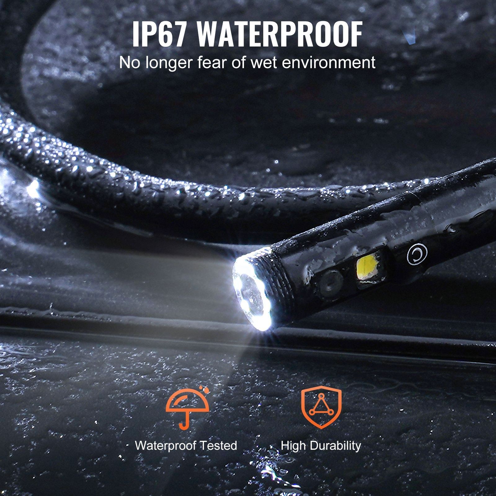 Endoscope Camera with Light, Triple Lens Borescope with 49.2FT Semi - Rigid