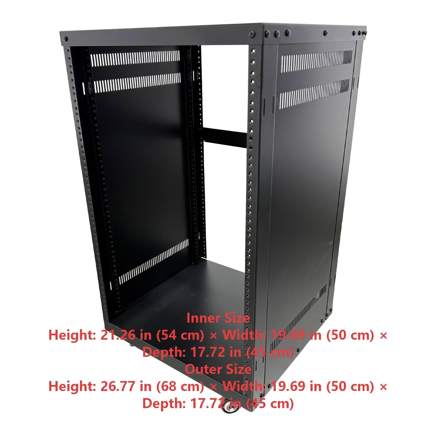 12 Space Studio Rack Case with 4" Caster Wheels 12U Open-Frame Server Rack