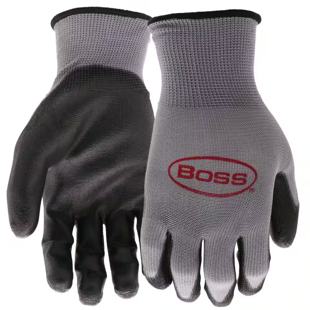 Tactile Grip Men'S Large Grey Polyurethane Coated Anti-Slip Gloves (10-Pack)