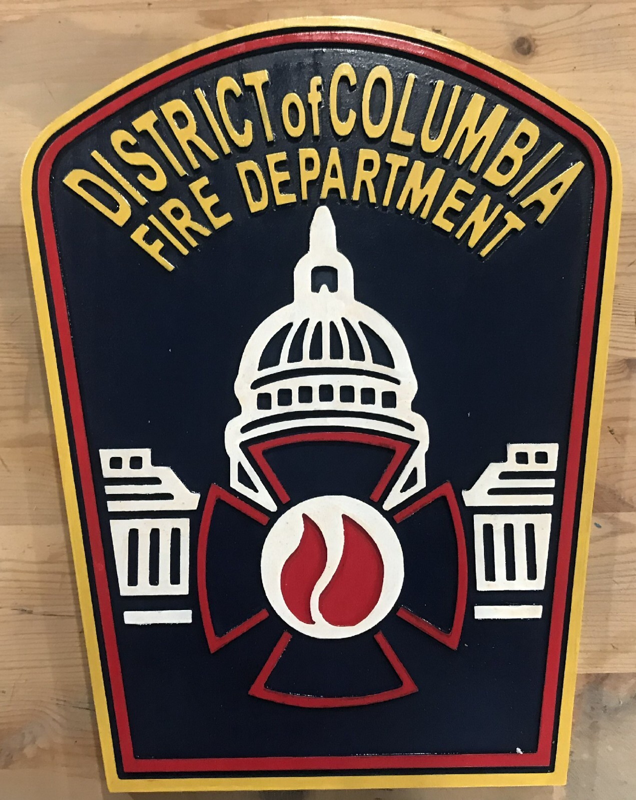 Fire Department DC Columbia Old Style 3D routed wood patch plaque sign Custom