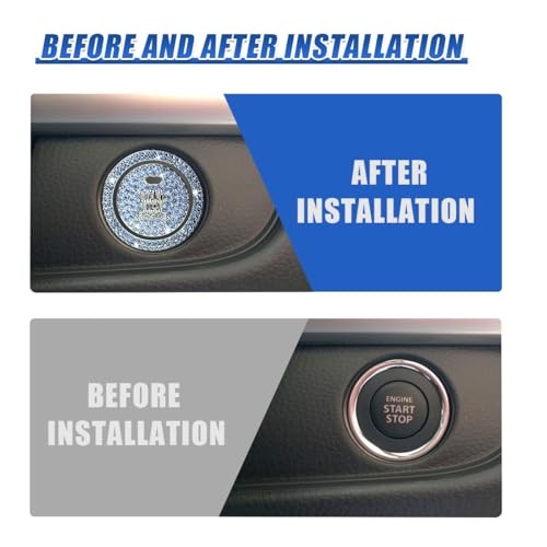 Bling Car Engine Start Ring Sticker, Anti-Scratch Auto Key Ignition Button Blue