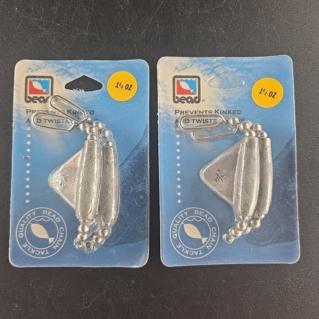 2 VTG BEAD CHAIN Trolling Sinkers: 1oz