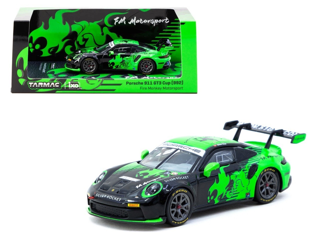 Tarmac Works x iXO Models 1:64 Porsche 911 GT3 Cup (992) Fire Monkey Motorspor