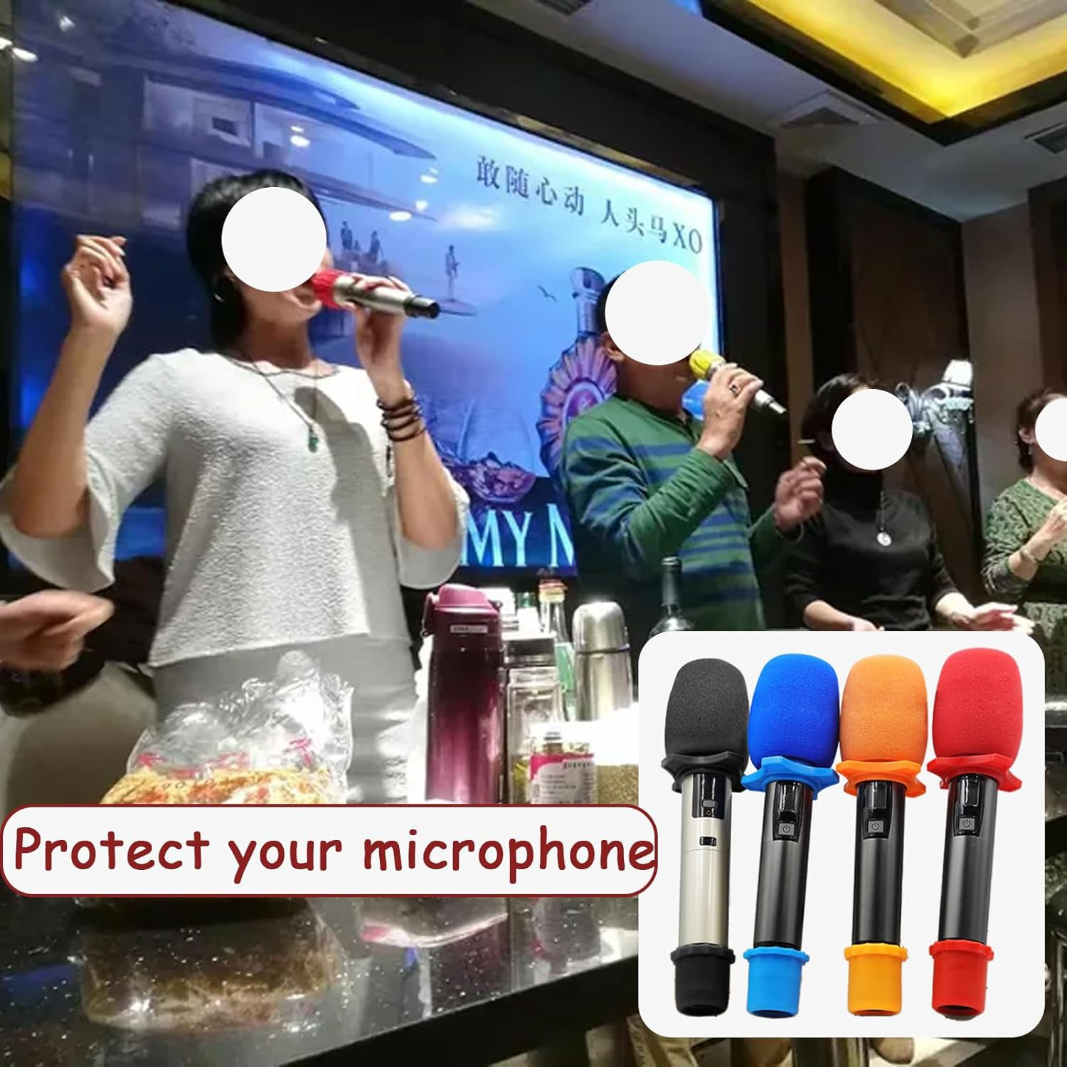 4 Set Black Wireless Handheld Microphone Protection Kit - Shakeproof Anti-Rollin
