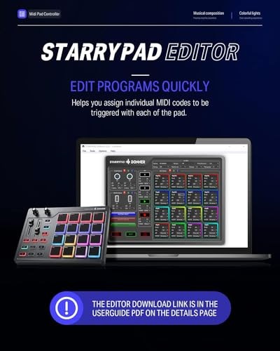 Donner STARRYPAD MIDI Controller 16 Pads USB Type-C Music Production Backlit