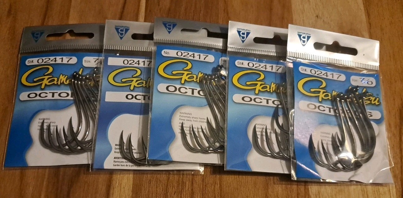 Gamakatsu 02417 Size 7/0 Octopus Fishing Hooks Qty 6 x 5 Packs 30 Hooks Total
