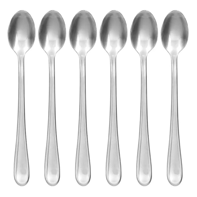 Malibu Satin  Stainless Steel Iced Tea Spoons By Cambridge ~~ Set of 6 ~~
