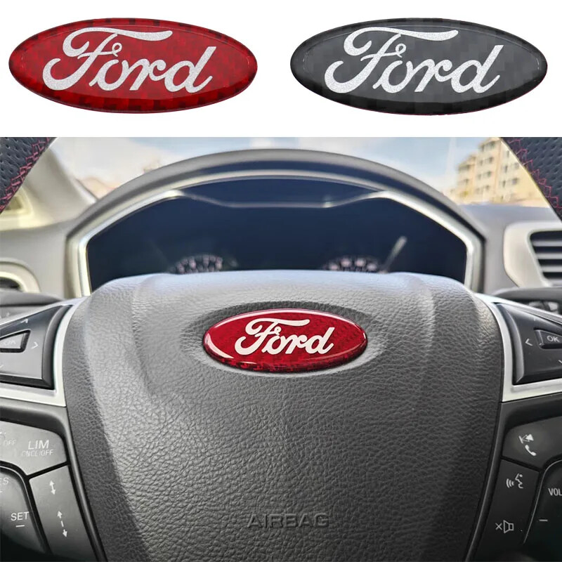 1pc 58mm carbon fibre Ford steer wheel emblem Sticker Car Steering Wheel Sticker