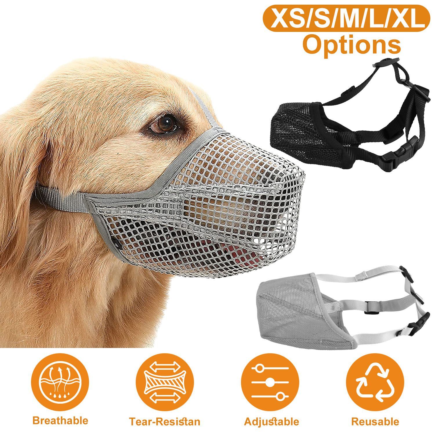 Dog Mesh Muzzles Mask for Anti Biting Barking Chewing Adjustable Pet Mouth Cover