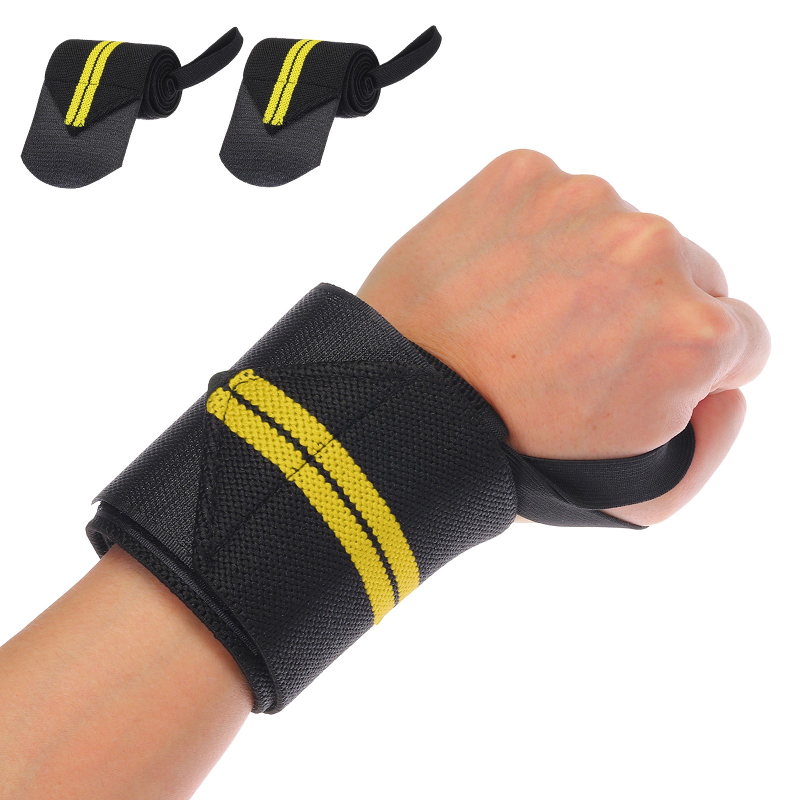 2 Pcs Wrist Brace, Lifting Wrist Wraps Gym Strap for Men Women, Gold Tone