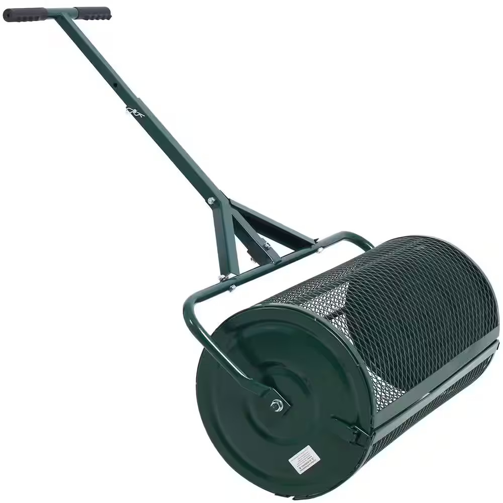 24-Inch Steel Metal Mesh Peat Moss Compost Handheld Spreader with T-Handle for L