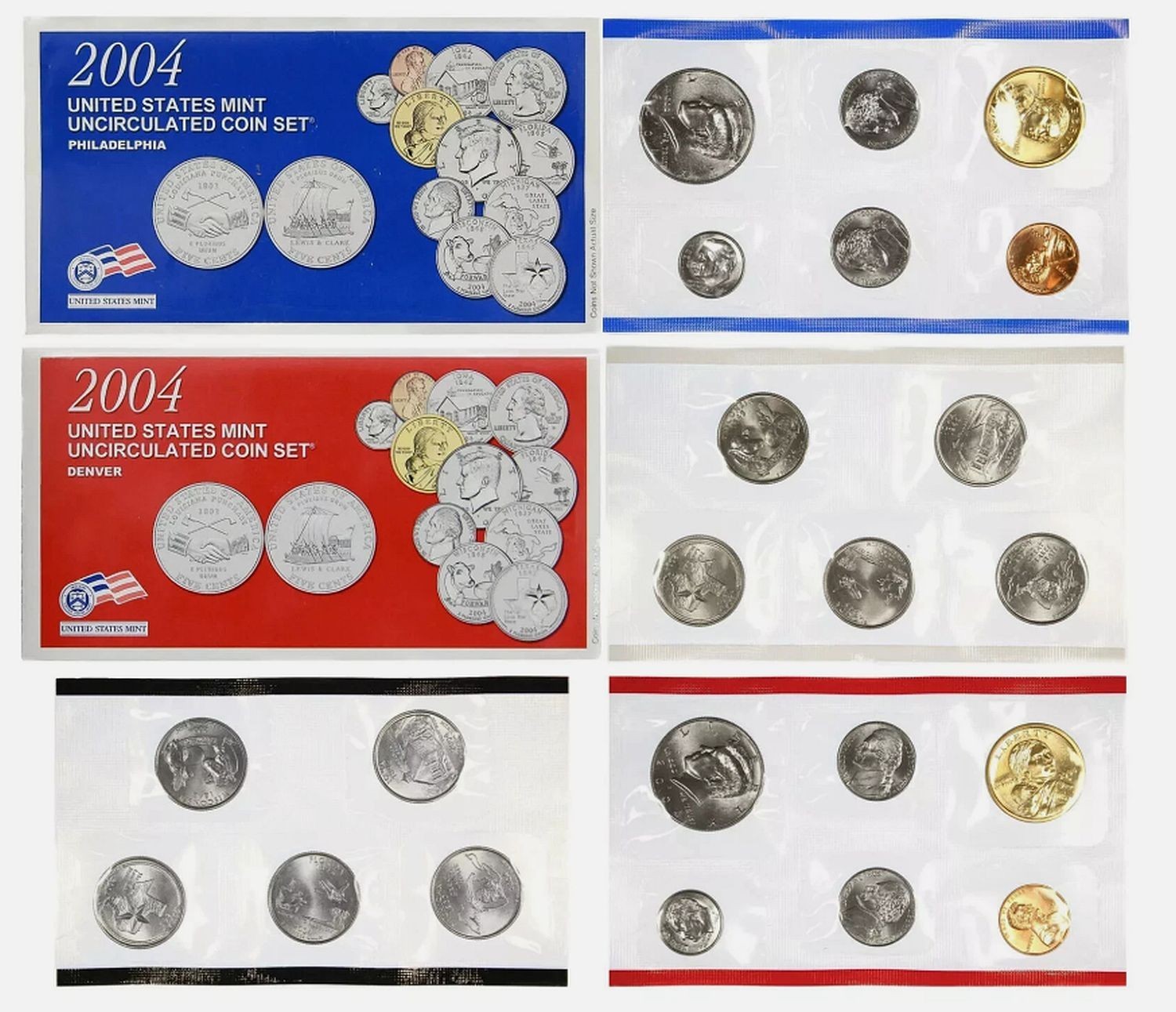 2004 P&D US  Mint Set  Unc with Envelope 22 Coins  OGP #1611