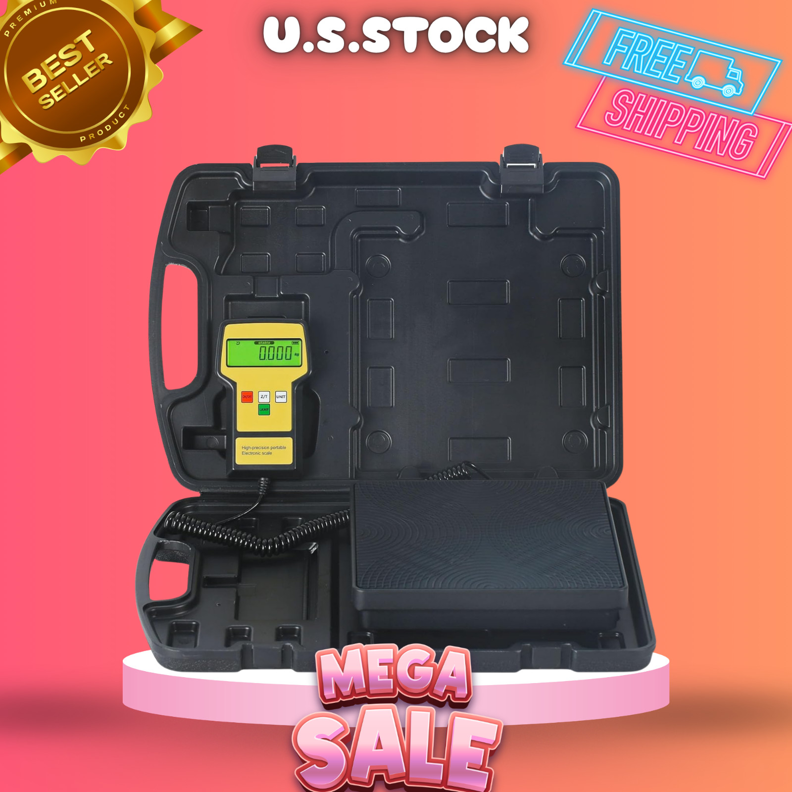 NEW 220LBS Electronic Digital Refrigerant Charging Scale Portable HVAC Tank