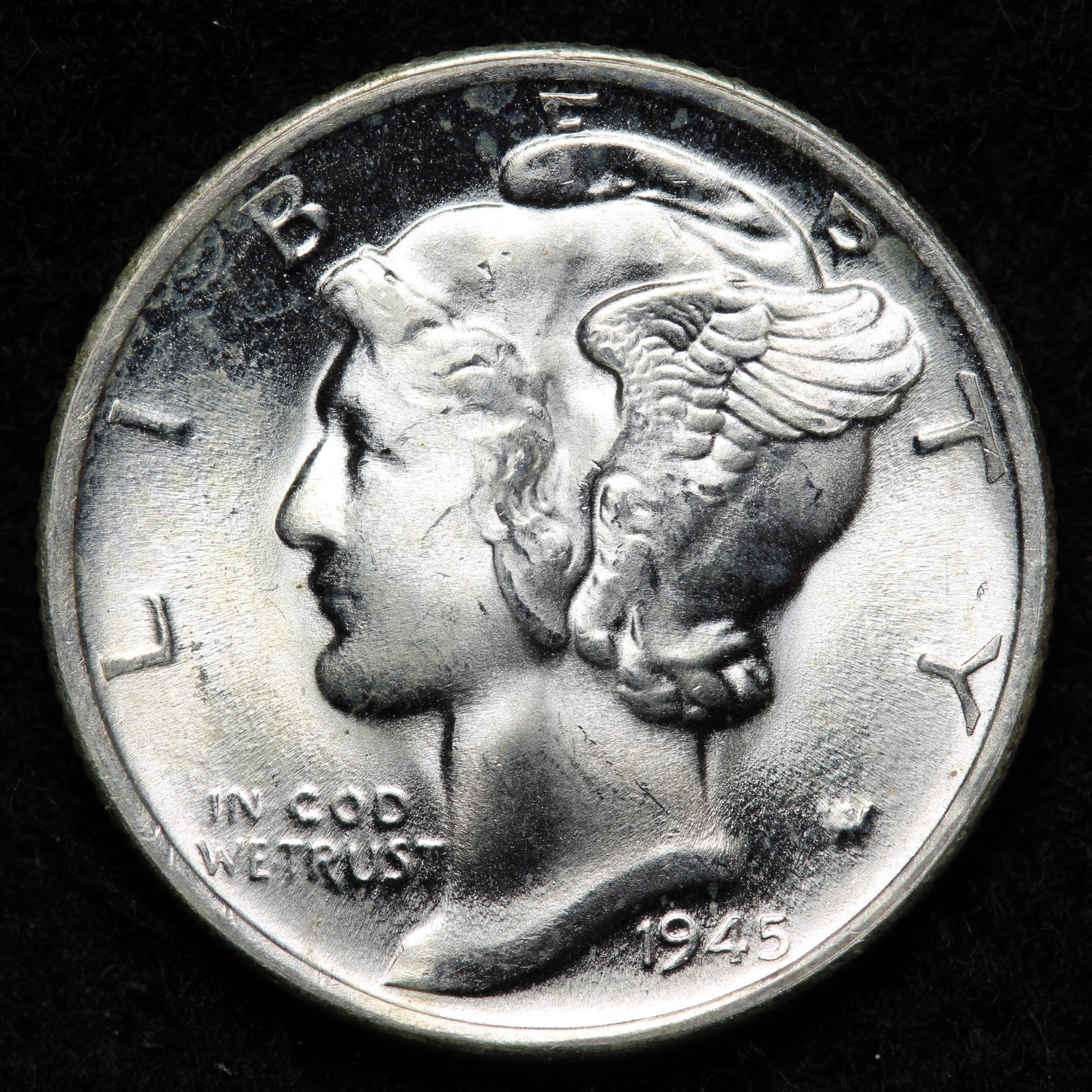 1945-S Mercury Silver Dime GEM BU *UNCIRCULATED* MS FULL BANDS E309 AJNM