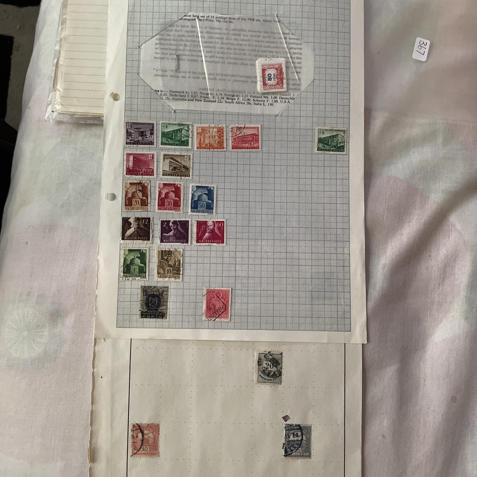 WORLDWIDE Stamps UNCHECKED. On page or part pages*HUNGARY*367 2 pages + loose